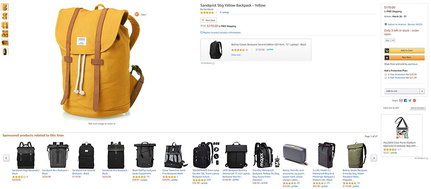 backpack on amazon