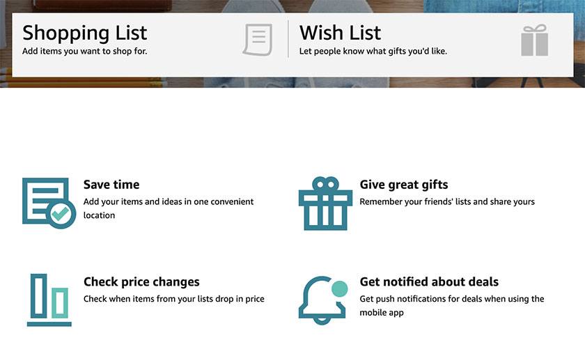 Amazon shopping and wish list