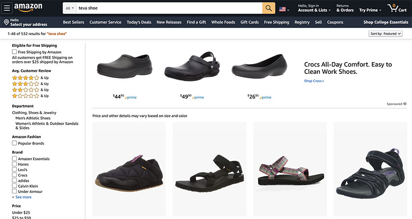 Crocs Amazon store