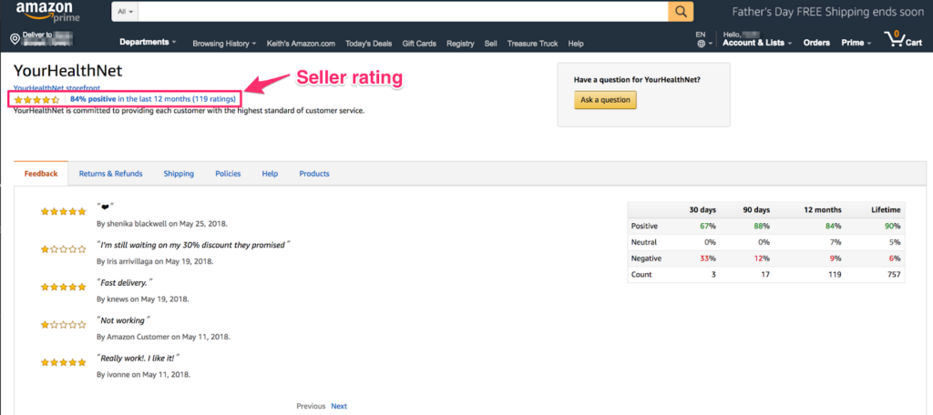 keep a high amazon seller rating